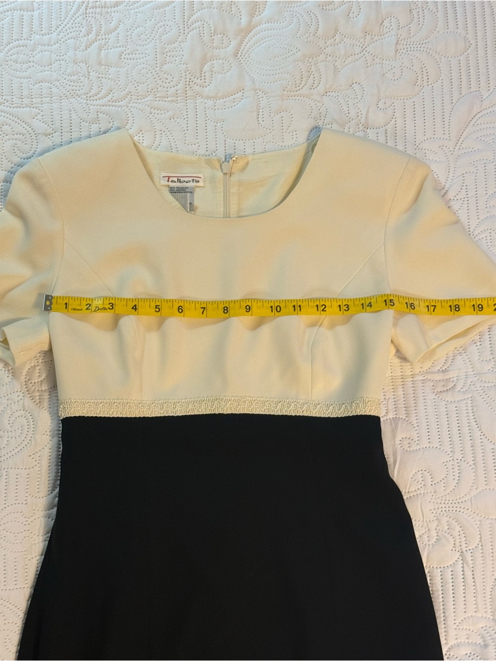Vintage Talbots Black Ivory Colorblock Formal Maxi Column Dress Size 4 - Picture 10 of 17